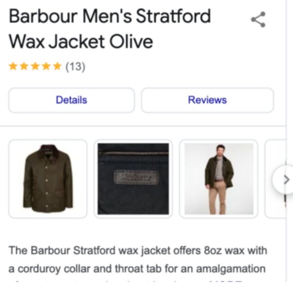 BARBOUR STRATFORD WAX JACKET in Olive MSRP$460 Rare Find - Picture 3 of 9
